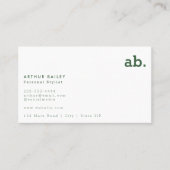 Hunter Green Monogram | Modern minimalistisch Visitekaartje (Voorkant)