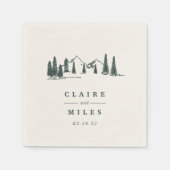 Hunter Green | Mountain Sketch, op maat gesneden Servet (Voorkant)