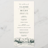 Hunter Green | Mountain Sketch Wedding Ceremony Programmakaart (Voorkant)