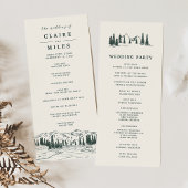 Hunter Green | Mountain Sketch Wedding Ceremony Programmakaart
