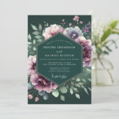 Hunter Green Mystic Posy Bruiloft Kaart (Staand voorkant)