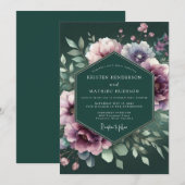 Hunter Green Mystic Posy Bruiloft Kaart (Voorkant / Achterkant)