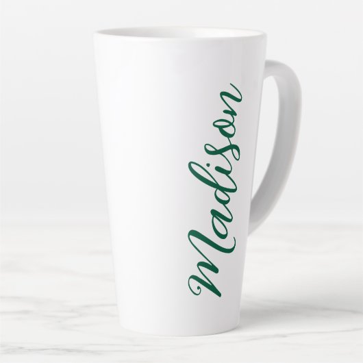Hunter Green Naam Handgeschreven Script Custom Latte Mok (Rechterhoek)
