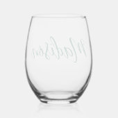 Hunter Green Naam Handgeschreven Script Custom Wijnglas Zonder Voet (Achterkant)