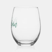 Hunter Green Naam Handgeschreven Script Custom Wijnglas Zonder Voet (Links)