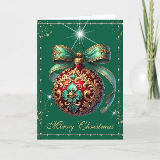 Hunter Green  Ornament Christmas Feestdagen Kaart (Voorkant)