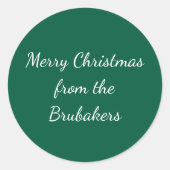 Hunter Green Personalized Christmas Envelope Ronde Sticker (Voorkant)