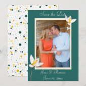 Hunter Green Photo Flat Save the Date Kaart (Voorkant / Achterkant)