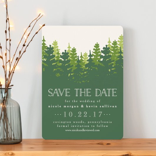 Hunter Green Pine Forest Save the Date