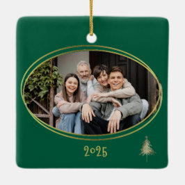 Hunter Green Pink & Gold Christmas Trees Keramisch Ornament