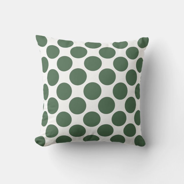 Hunter Green Polka Dots Kussen (Voorkant)