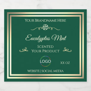 Hunter Green Product Label Gold Lijst met Logo Likeurfles Etiket