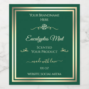 Hunter Green Product Label Gold Lijst  Roos Wijn Etiket