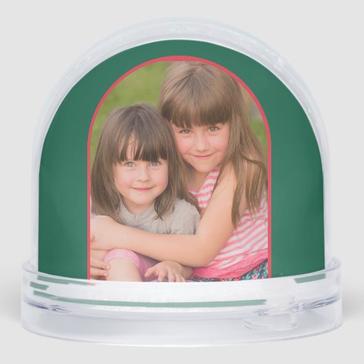 Hunter Green Red Graphic Tree Foto jaarlijks Sneeuwbol (Achterkant)