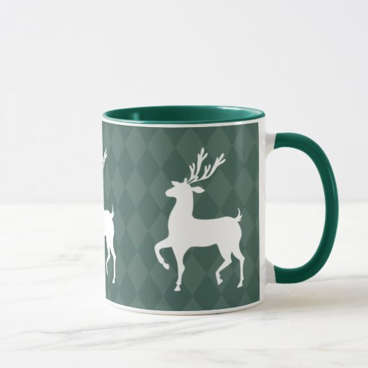 Hunter Green Reindeer Kerstmis Mok (Rechts)