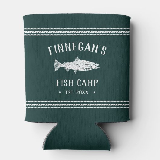 Hunter Green Rustic Vist Cabin Persoonlijk Blikjeskoeler (Achterkant)