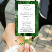 Hunter Green Silver Agaat Wedding Programma Handwaaier