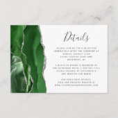 Hunter Green Silver Agate Wedding Details Informatiekaartje (Voorkant)