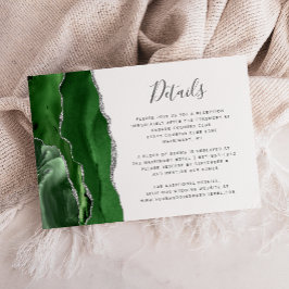 Hunter Green Silver Agate Wedding Details Informatiekaartje