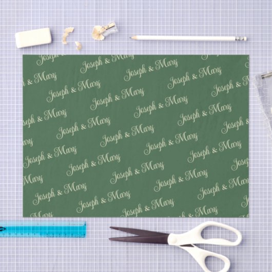Hunter Green & Soft Crème Script Golfbaan Tissuepapier (Craft)