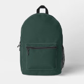 Hunter Green Solid Color Bedrukte Rugzak (Voorkant)
