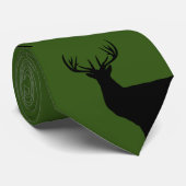 Hunter green stropdas met hertenafdrukpatroon (Opgerold)