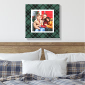 Hunter Green Tartan Patroonpatroonkerstfoto Canvas Afdruk (Insitu (Slaapkamer))