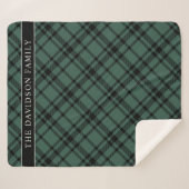 Hunter Green Tartan Plaid Vakantie Familienaam Sherpa Deken (Voorkant (horizontaal))