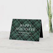 Hunter Green Tartan Pset Business Holiday Kaart (Voorkant)