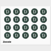 Hunter Green Tartan Pset Holiday Monogram Initiaal Ronde Sticker (Vel)