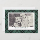 Hunter Green Tartan Pset Merry-kerstfoto Feestdagenkaart (Voorkant)