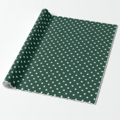Hunter Green | Wappapier met witte poka-dot Cadeaupapier (Uitgerold)