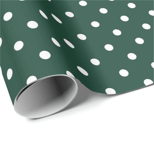 Hunter Green | Wappapier met witte poka-dot Cadeaupapier (Rol Hoek)