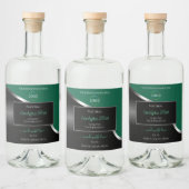 Hunter Green Wavy Silver Black Logo Productlabels Likeurfles Etiket (Flessen)