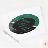 Hunter Green Wavy Silver Black Logo Productlabels Ovale Sticker (Envelop)
