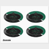 Hunter Green Wavy Silver Black Logo Productlabels Ovale Sticker (Vel)