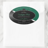 Hunter Green Wavy Silver Black Logo Productlabels Ovale Sticker (Tas)