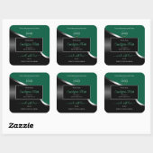 Hunter Green Wavy Silver Black Logo Productlabels Vierkante Sticker (Vel)