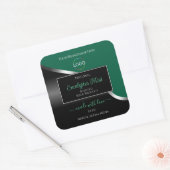 Hunter Green Wavy Silver Black Logo Productlabels Vierkante Sticker (Envelop)