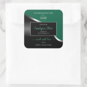 Hunter Green Wavy Silver Black Logo Productlabels Vierkante Sticker (Tas)