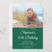 Hunter Green White Elegant Script 50e verjaardag Kaart (Voorkant)