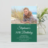 Hunter Green White Elegant Script 50e verjaardag Kaart (Staand voorkant)