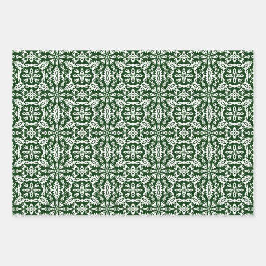 Hunter Green & White Patroon Inpakpapier Vel (Voorkant 3)