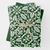 Hunter Green & White Patroon Inpakpapier Vel (In situ)