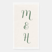 Hunter Groen Elegant Bruiloft Initialen | Ivoor Servet (Voorkant)