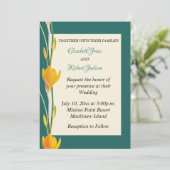 Hunter Groen en Goud Bloemen Bruiloft Uitnodiging (Staand voorkant)