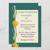 Hunter Groen en Goud Bloemen Bruiloft Uitnodiging (Voorkant / Achterkant)