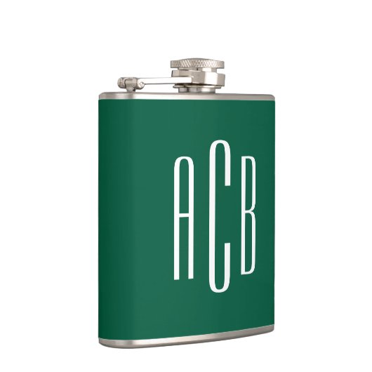 Hunter groen en wit drie letter monogram heupfles