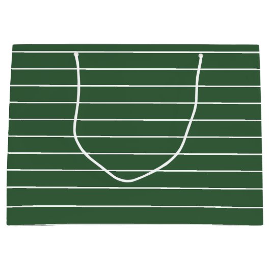 Hunter Groen en Wit Dun Horizontaal Gestreept Groot Cadeauzakje (Voorkant)