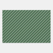 Hunter Groen en Wit Dun Horizontaal Gestreept Inpakpapier Vel (Voorkant 3)